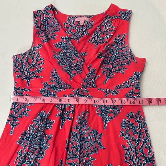 Lilly Pulitzer Jia Seashell Coral Print Stretch Jersey Dress Size M - Picture 7 of 11